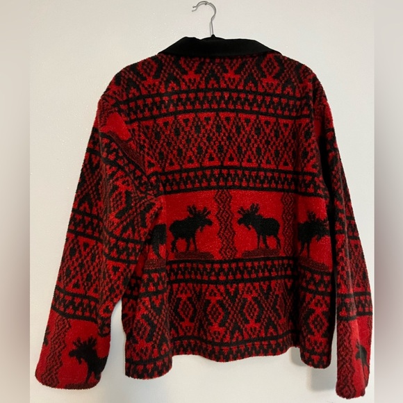 Coldwater Creek Moose Print Fleece Jacket Size Large - Picture 3 of 7